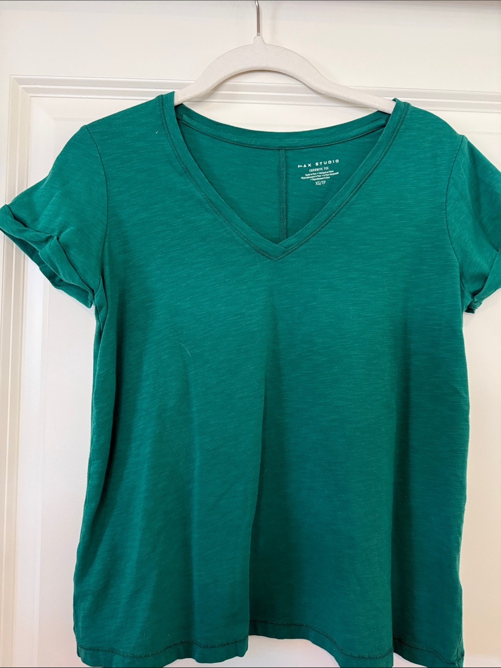 Max Studio Teal V-Neck Short Sleeve Tee